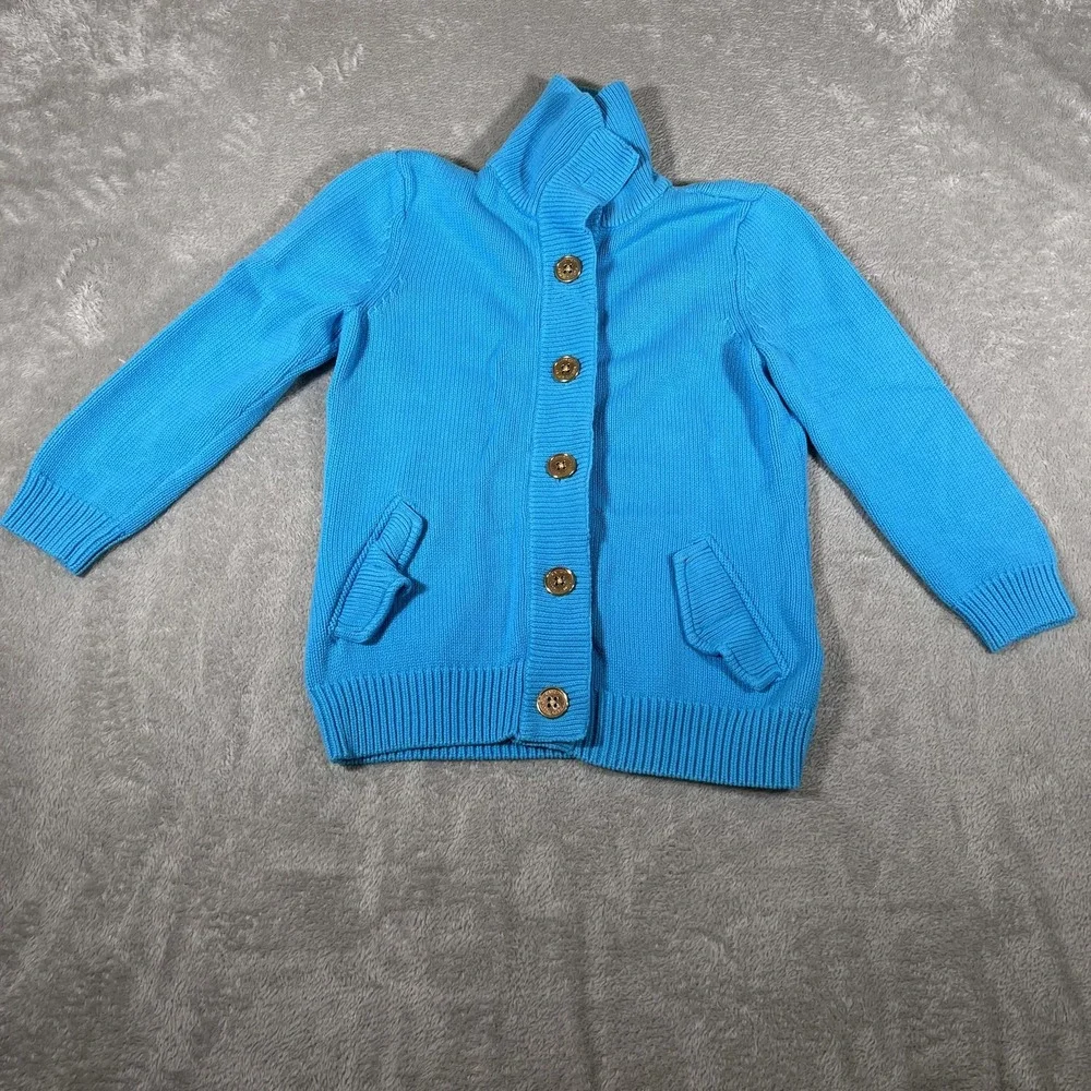 Lauren Ralph Lauren‎ Knit Sweater Womens Small Blue Gold Buttons Cardigan